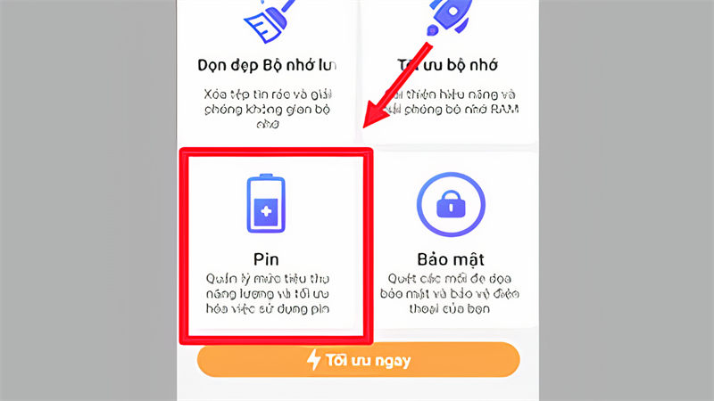 Chọn mục Pin
